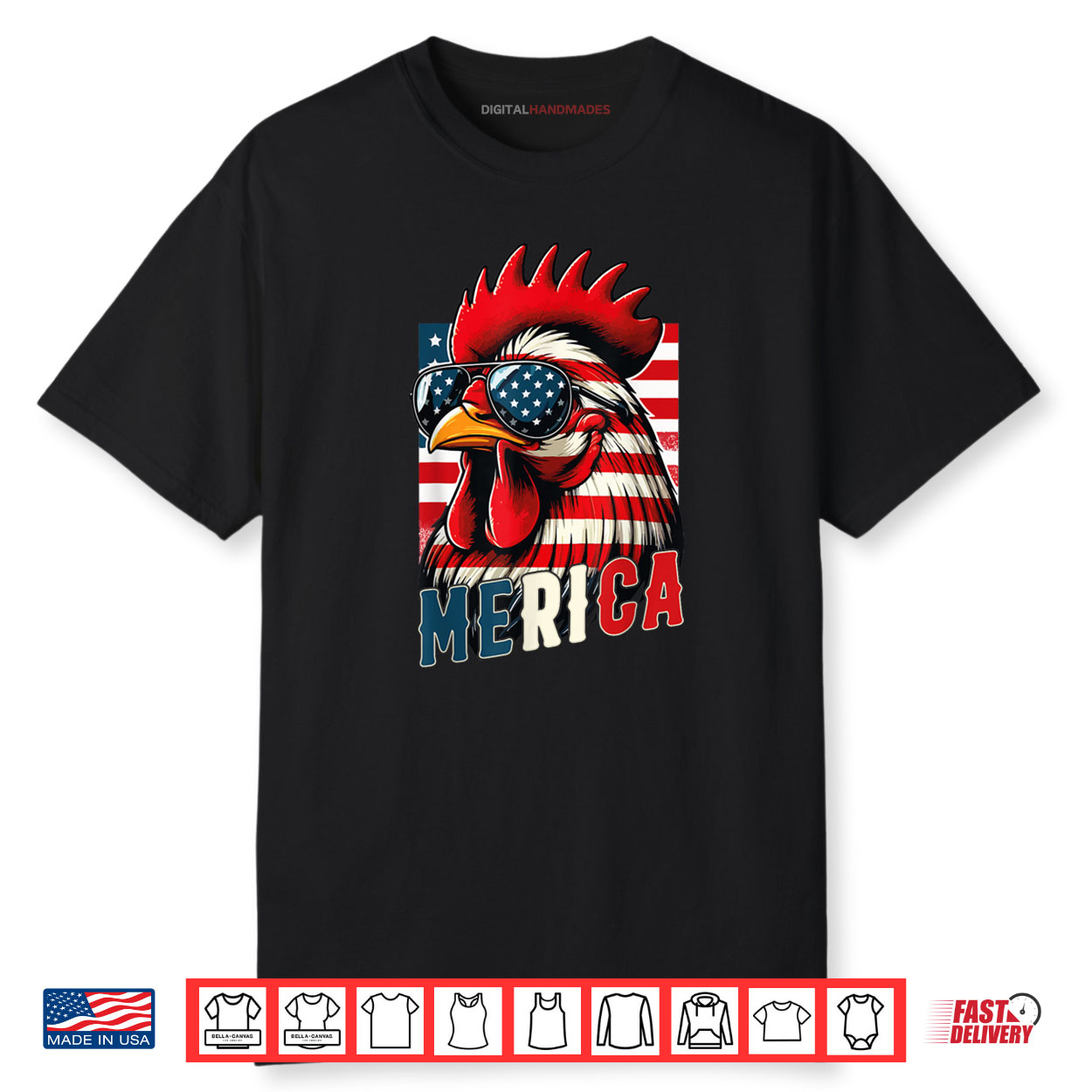 Patriotic Chicken Merica USA Flag Chicken Lover 4th of July Shirt
