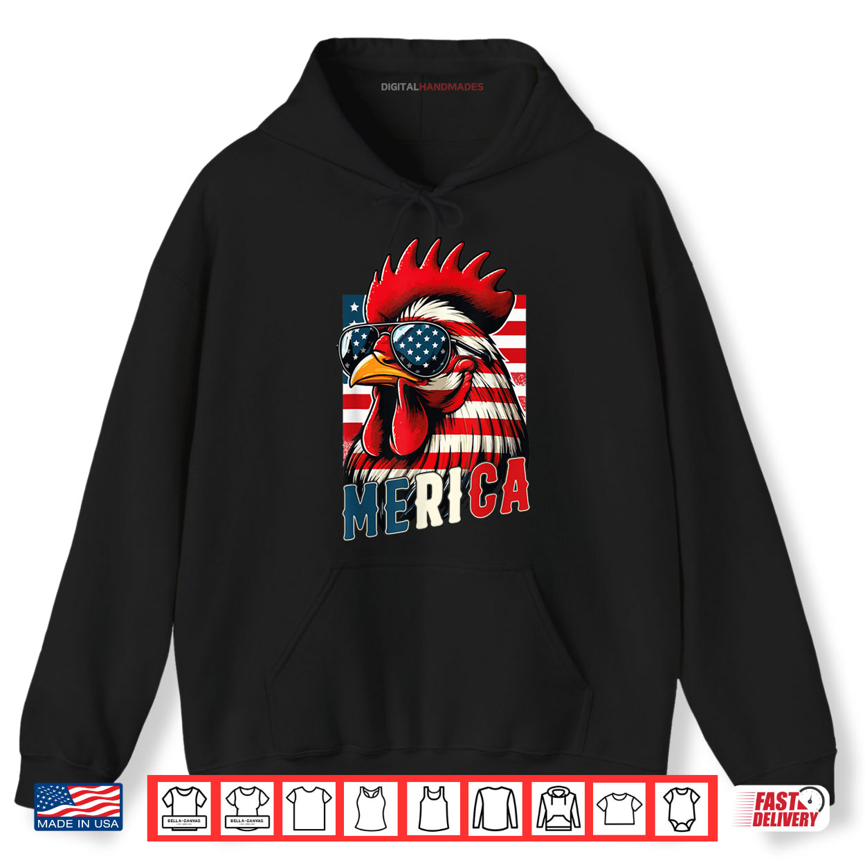 Monster Truck 4th Of July Shirt 2 Hoodie Patriotic Chicken Merica USA Flag Chicken Lover 4th of July Shirt