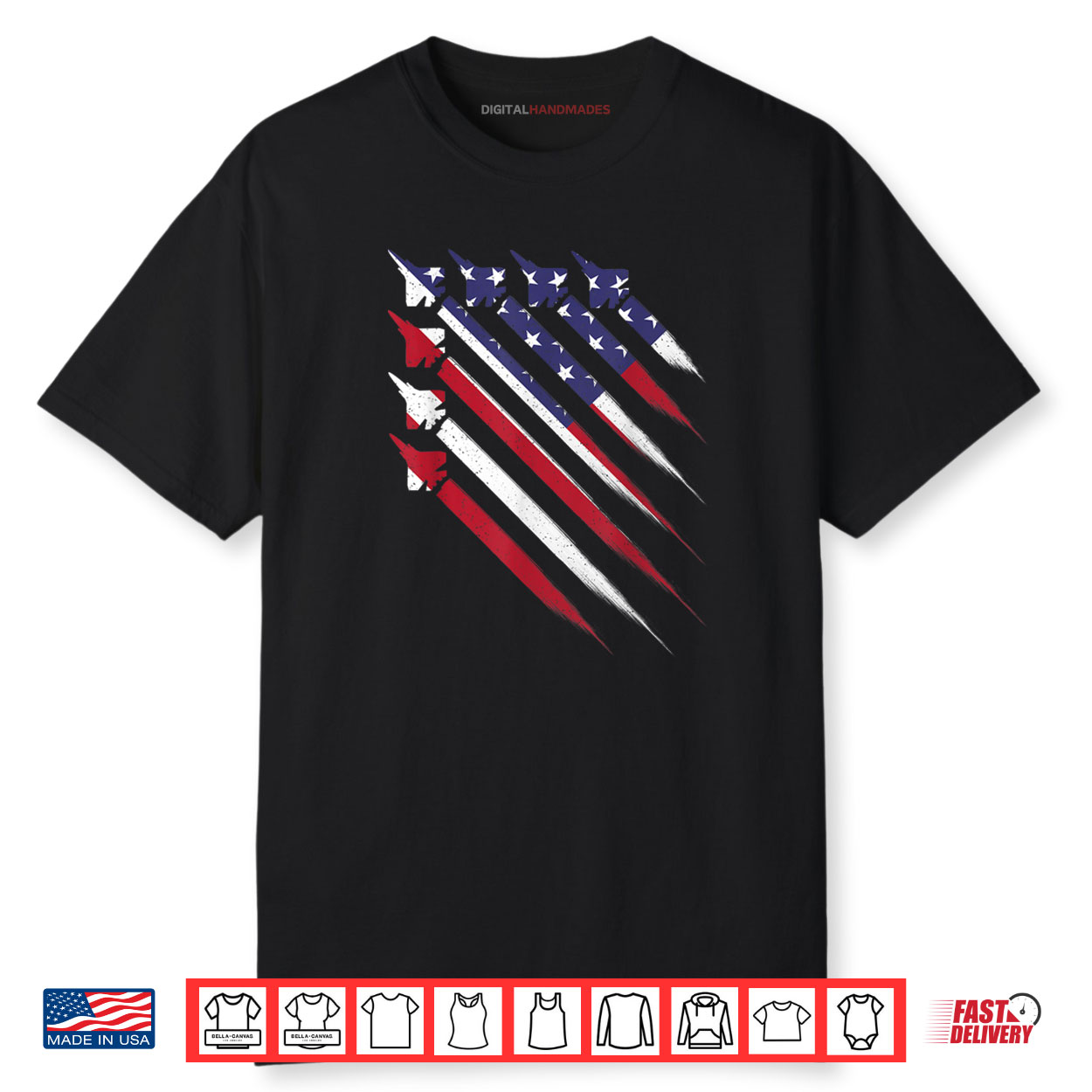 Patriotic 4th Of July Jet USA American Flag Shirt