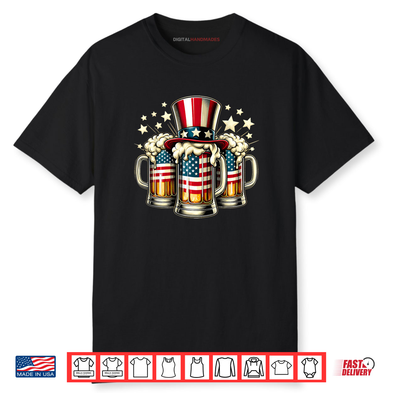 Beer American Flag USA 4th of July Party Drinking Shirt
