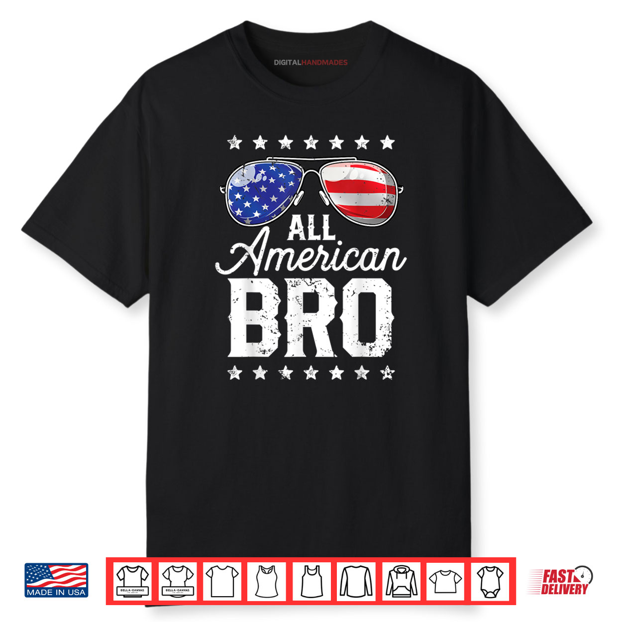 All American Bro 4th of July Family Matching Sunglasses Shirt