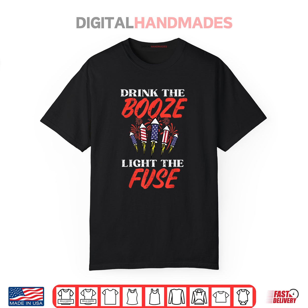 Light The Fuse Fireworks Funny Fourth 4th Of July Shirt