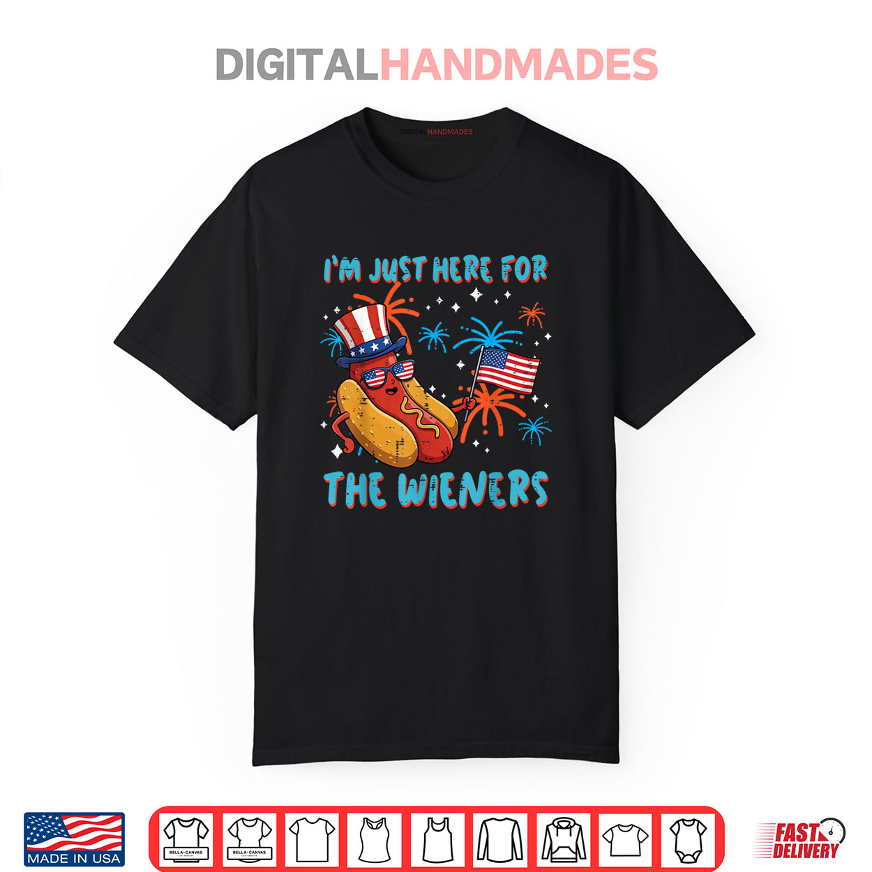 Here For Wieners 4th Of July Hotdog Patriot Shirt