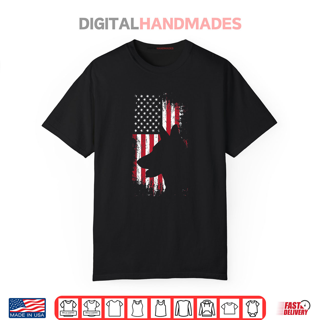 German Shepherd American Flag Shirt USA Patriotic Dog Shirt