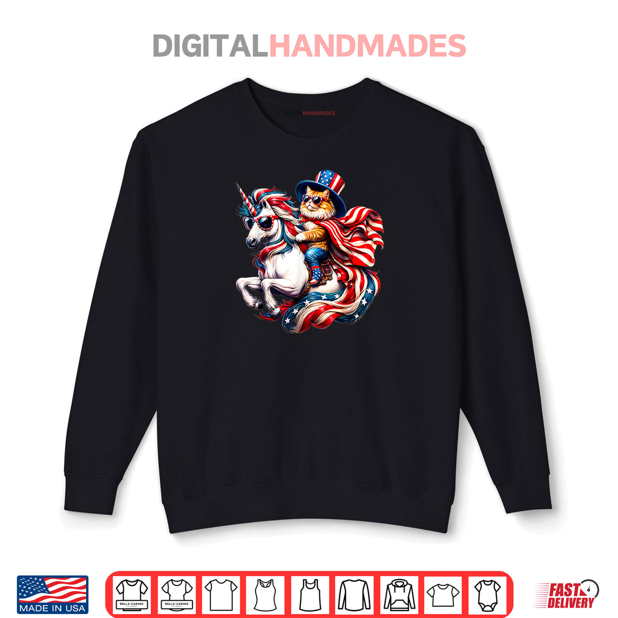 Cat Riding Unicorn Usa Flag Patriotic 4th Of July Shirt 1 Sweatshirt Cat Riding Unicorn Usa Flag Patriotic 4th Of July Shirt