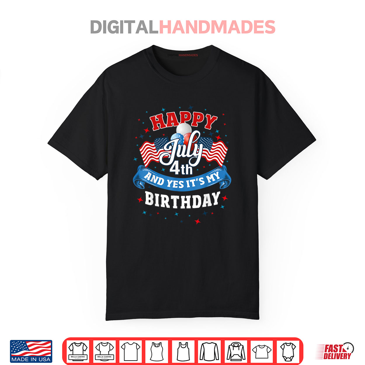 4th of July Birthday Shirt American Flag Happy July 4th Shirt