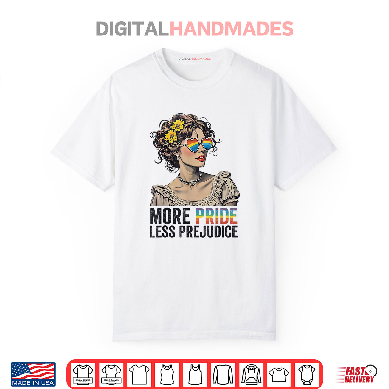 More Pride Less Prejudice LGBT Queer Vintage Art Aesthetic Shirt