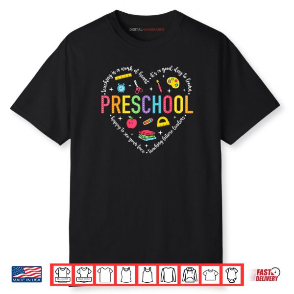Preschool Teacher Pre K Heart First Day Of Preschool Kids Shirt