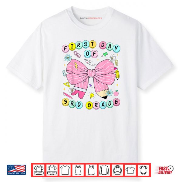 First Day Of 3rd Grade Girls Coquette Back To School Kids Shirt