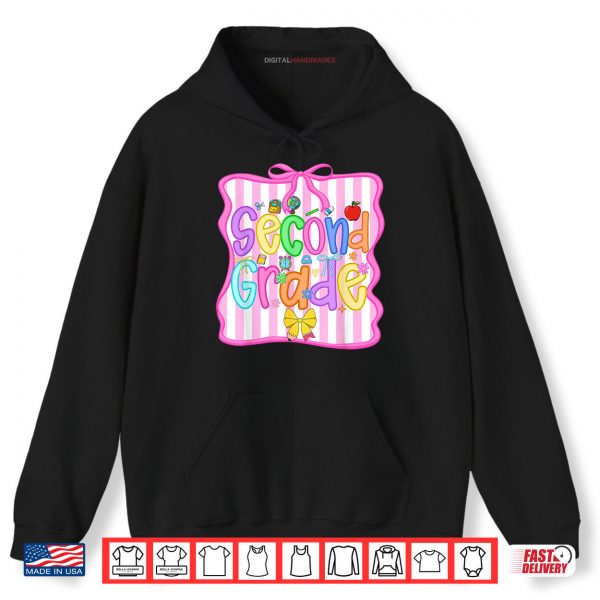 Hoodie Back To School Second Grade Girls Bow 2nd Grade Teacher Kids Shirt digitalhandmades