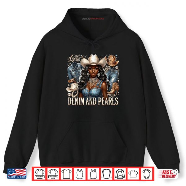 Hoodie Denim and Pearls Cowgirl Glam Western Rodeo Style Shirt digitalhandmades