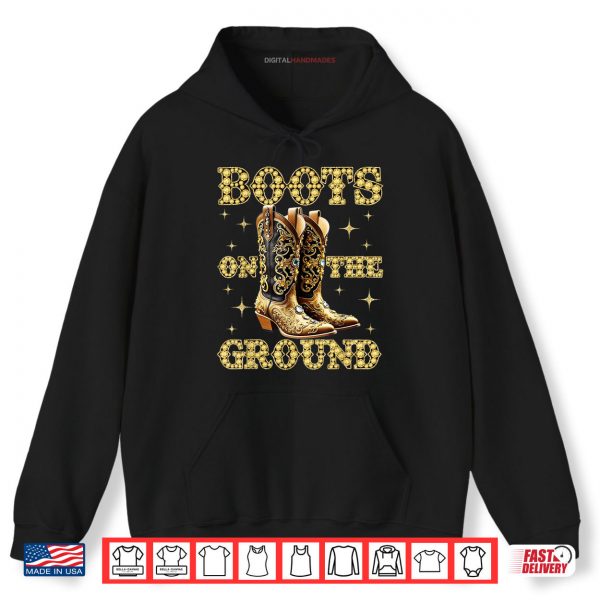 Hoodie Boots On The Ground Black Cowgirl Western Where Them Fans At Shirt digitalhandmades