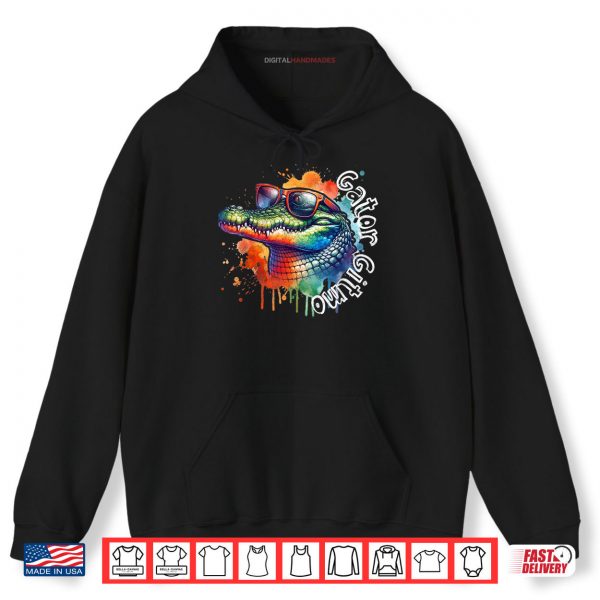 Hoodie Gator Gitmo Alligator Sunglasses Watercolor Shirt digitalhandmades