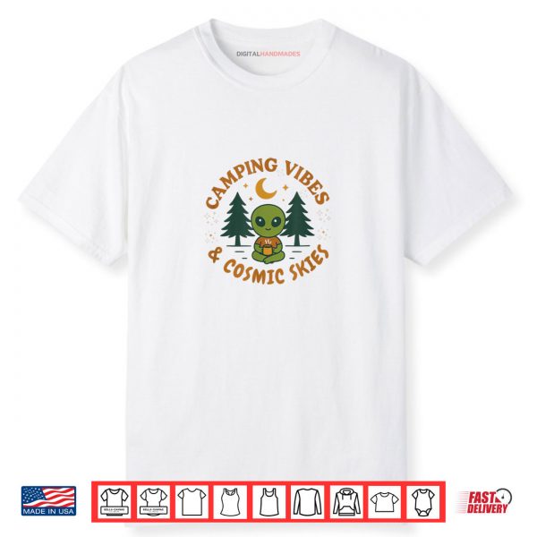 Camping Vibes & Cosmic Skies Alien Coffee Shirt