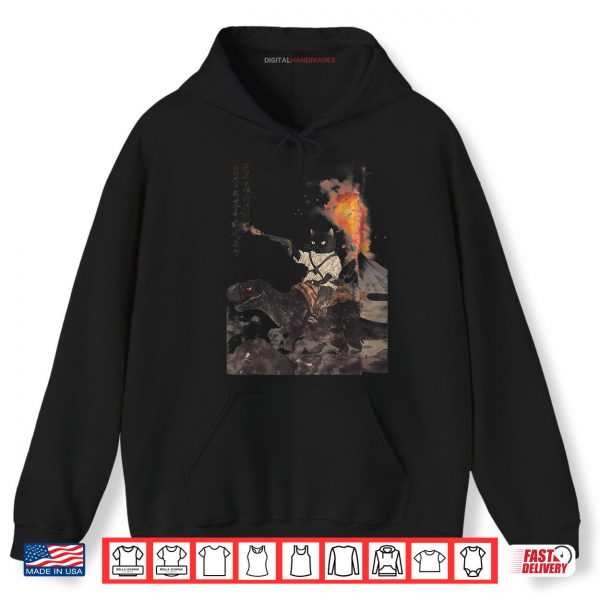 Hoodie Calligraphy Cat Dinosaur Volcanic Eruption Art Print Shirt digitalhandmades