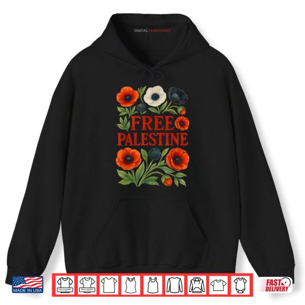Hoodie Free Palestine Flower Palestine Clothing Support Gaza Shirt digitalhandmades