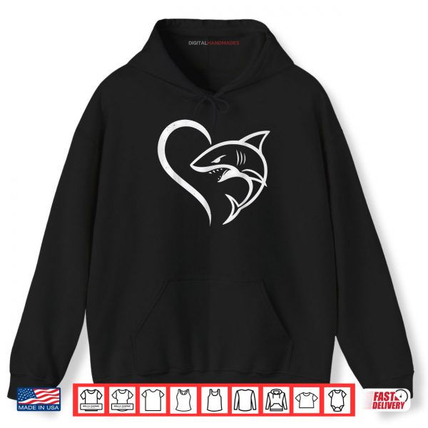 Hoodie Cute Shark Heart Sharks Lover I Love Sharks Shirt digitalhandmades