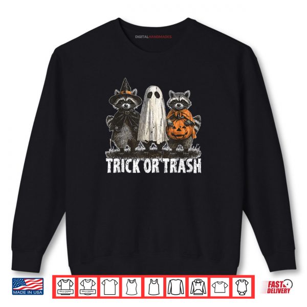 Sweatshirt Trick Or Trash Raccoon Halloween Funny Creepy Shirt digitalhandmades