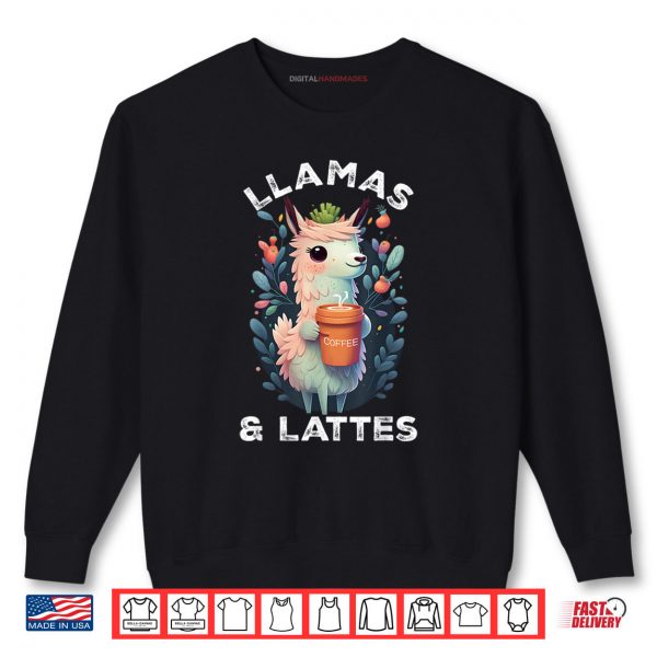 Sweatshirt Llamas Lattes Funny Vintage Llama Coffee Lover Floral Shirt digitalhandmades