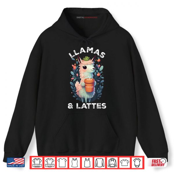 Hoodie Llamas Lattes Funny Vintage Llama Coffee Lover Floral Shirt digitalhandmades