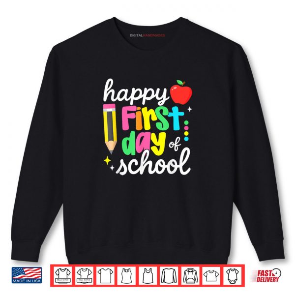 Sweatshirt Happy First Day Of School Coquette Bow Teachers Shirt digitalhandmades