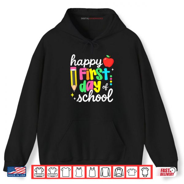 Hoodie Happy First Day Of School Coquette Bow Teachers Shirt digitalhandmades