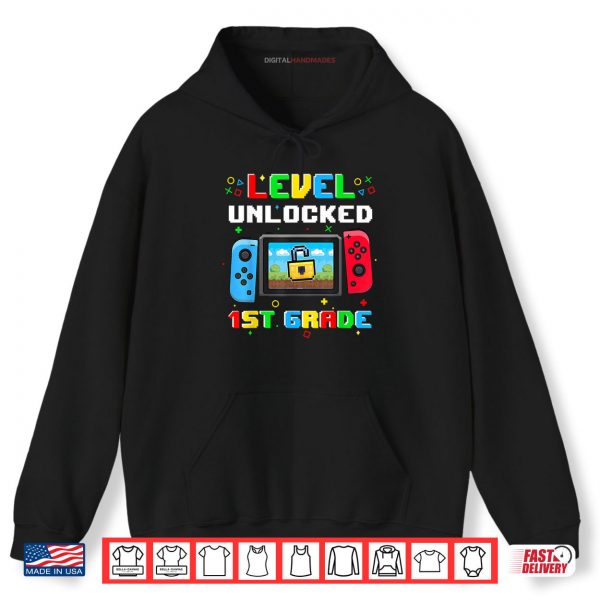Hoodie Level 1st Grade Unlocked Back To School First Day Boys Kids Shirt digitalhandmades