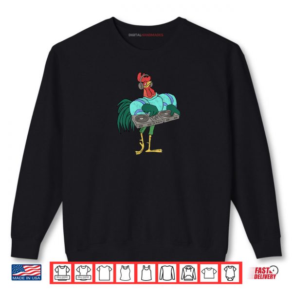 Sweatshirt Rooster Cartoon Dj With Turntables Distressed Shirt digitalhandmades
