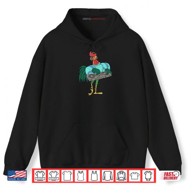 Hoodie Rooster Cartoon Dj With Turntables Distressed Shirt digitalhandmades