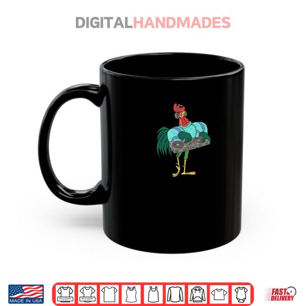 Mug Rooster Cartoon Dj With Turntables Distressed Shirt digitalhandmades