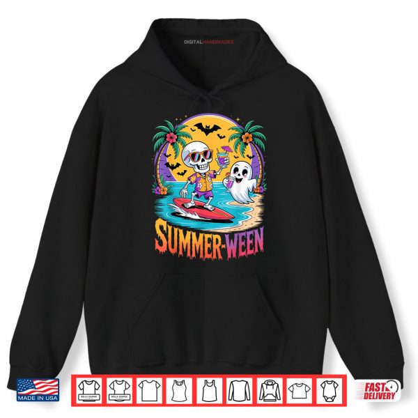 Hoodie Skeleton Ghost Spooky Beach Holiday Summer Party Summerween Shirt digitalhandmades