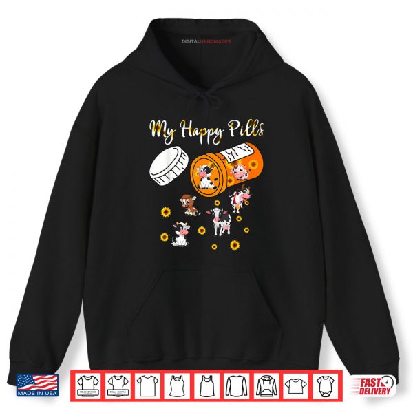 Hoodie My Happy Pills Cows Cute Cow and Sunflower Cow Lover Funny Shirt digitalhandmades