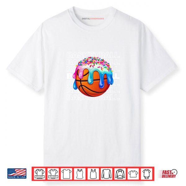 Basketball Boys Girls Sprinkles Basketball Ice Cream Drip Shirt