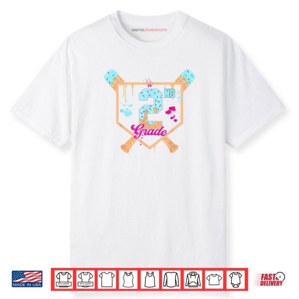 First Day of Second 2nd Grade Baseball Ice Cream Drip Boy Shirt