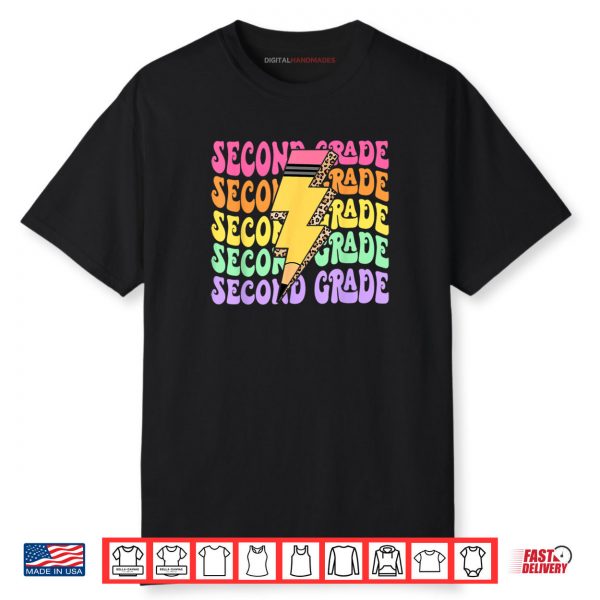 Retro 2nd Grade Lightning Bolt Pencil Teacher Student Shirt