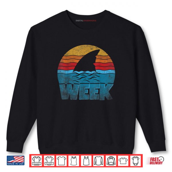 Sweatshirt Retro Shark Fin Week 2025 Shark Lover Ocean Wildlife Summer Shirt