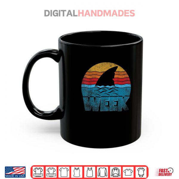 Mug Retro Shark Fin Week 2025 Shark Lover Ocean Wildlife Summer Shirt