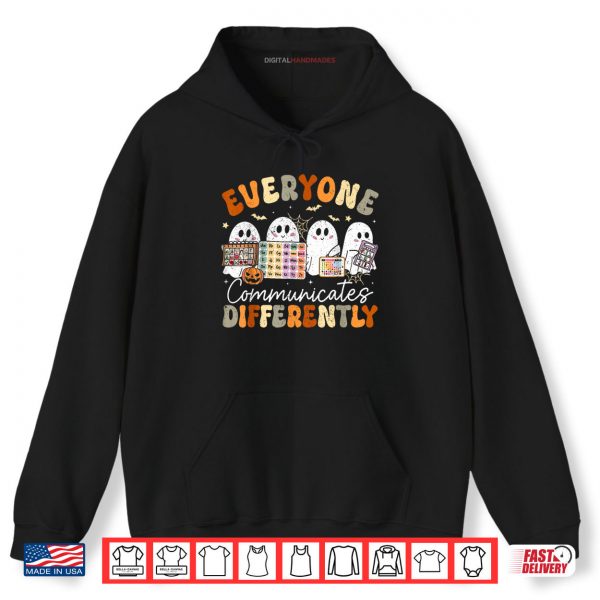 Everyone Communicates Differently Halloween Slp Sped Teacher Shirt