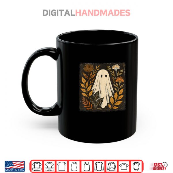 Mug Ghost Tee Fall Autumn Vibes Graphic Whimsical Floral Vintage Shirt digitalhandmades