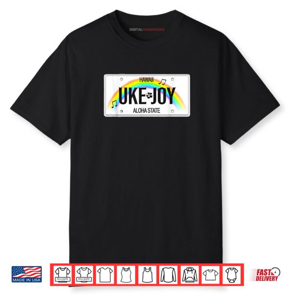Hawaii Rainbow License Plate UKE JOY Notes Hibiscus Shirt