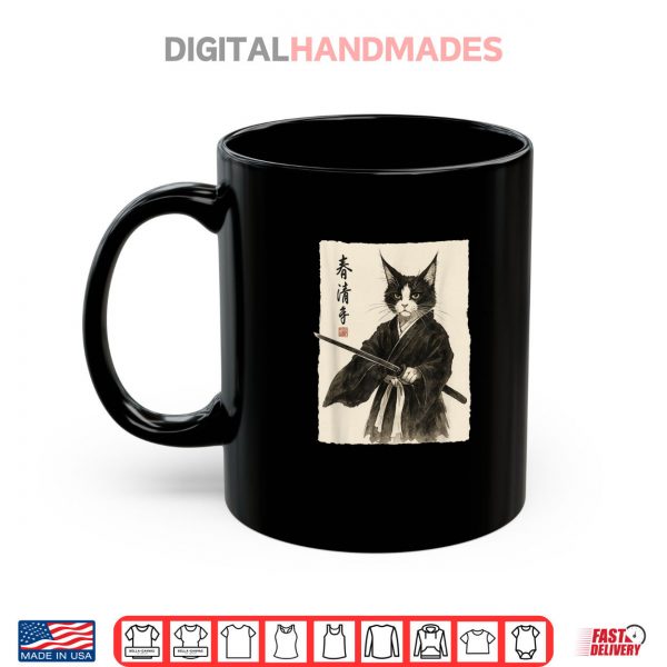 Mug Samurai Cat Vintage Ukiyo e Warrior Shirt