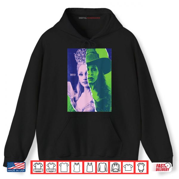 Hoodie Wicked For Good Glinda and Elphaba Split Portrait Shirt