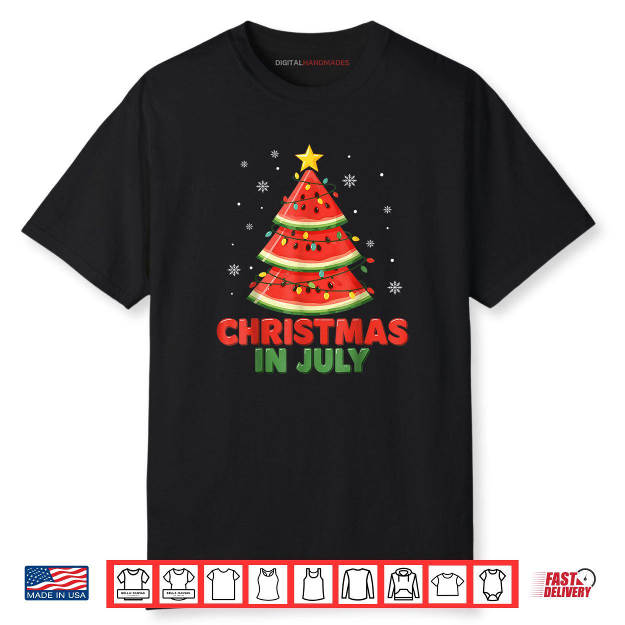 Christmas In July Watermelon Xmas Tree Summer Shirt Christmas In July Watermelon Xmas Tree Summer Shirt