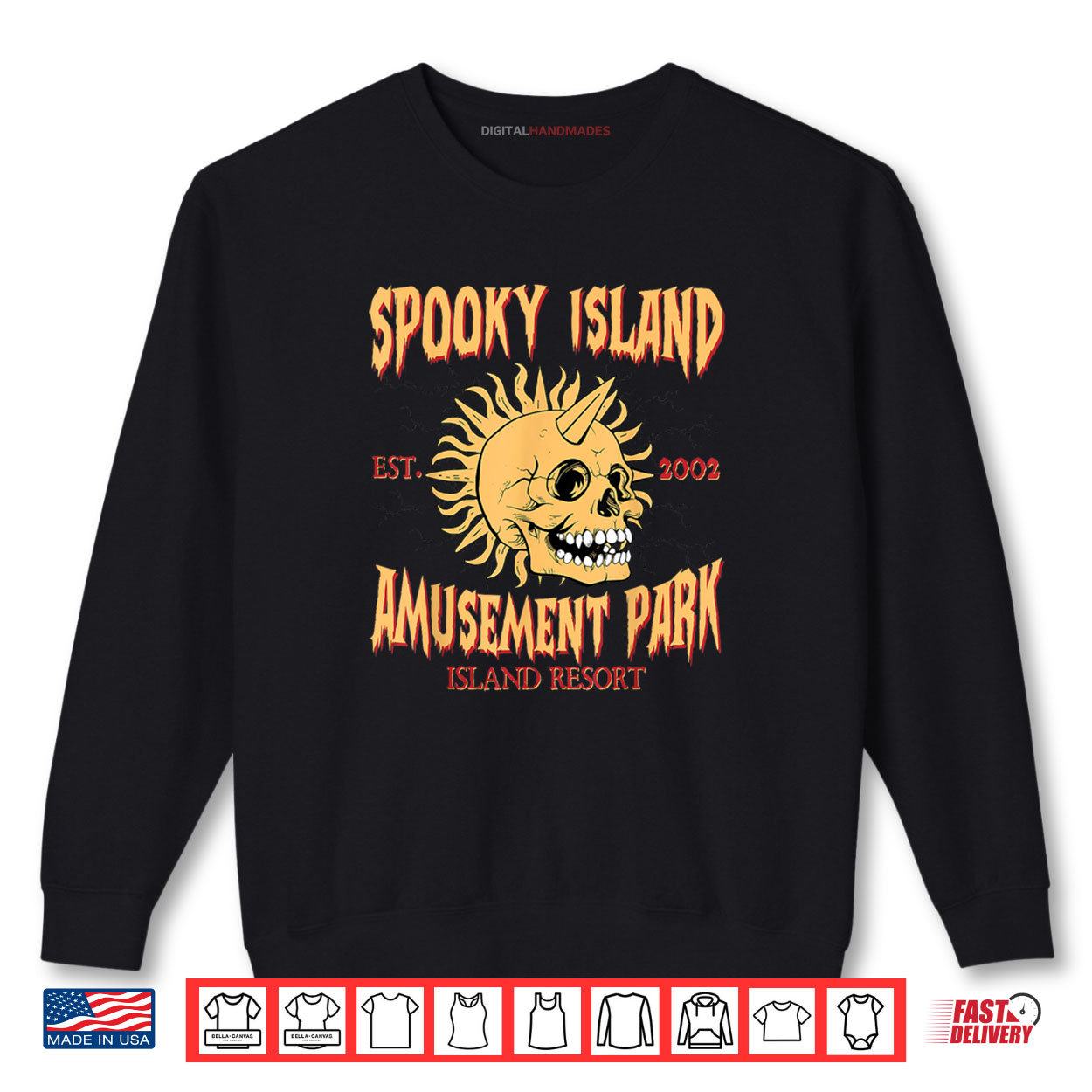 America Party 2025 Shirt 1 Sweatshirt Spooky Island Retro Halloween Skull 90s Halloween Summerween Shirt digitalhandmades.com