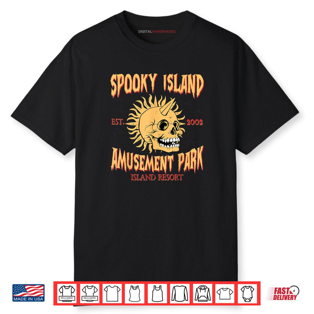 Spooky Island Retro Halloween Skull 90s Halloween Summerween Shirt