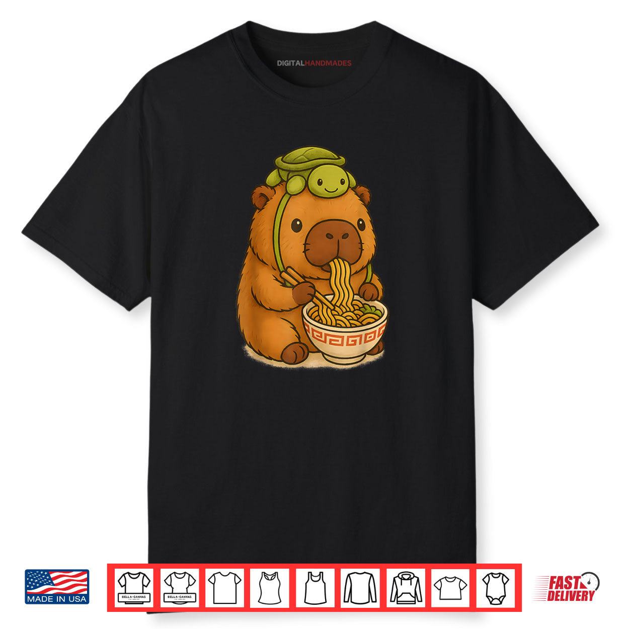 Cute Capybara and Turtle Backpack Ramen Kawaii Capibara Girl Shirt