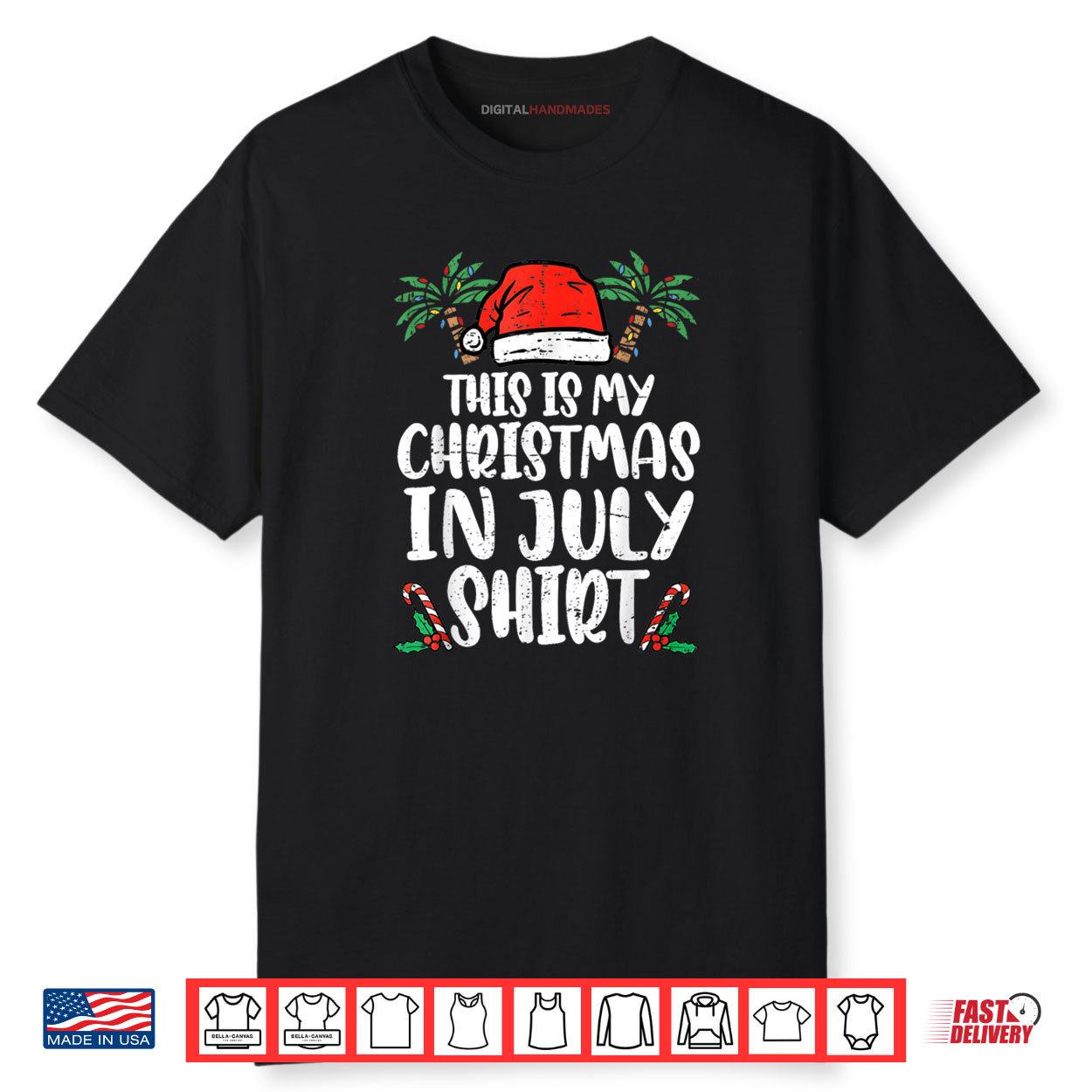 Christmas in July Shirt Santa Hat Summer Beach Vacation Xmas Shirt