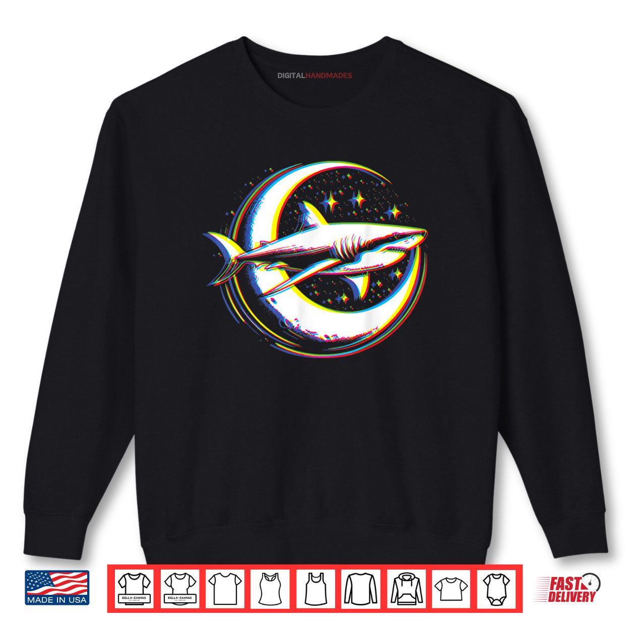 Cosmic Shark In Front Of The Moon Supernatural Visual Space Shirt 1 Sweatshirt Cosmic Shark In Front Of The Moon Supernatural Visual Space Shirt digitalhandmades