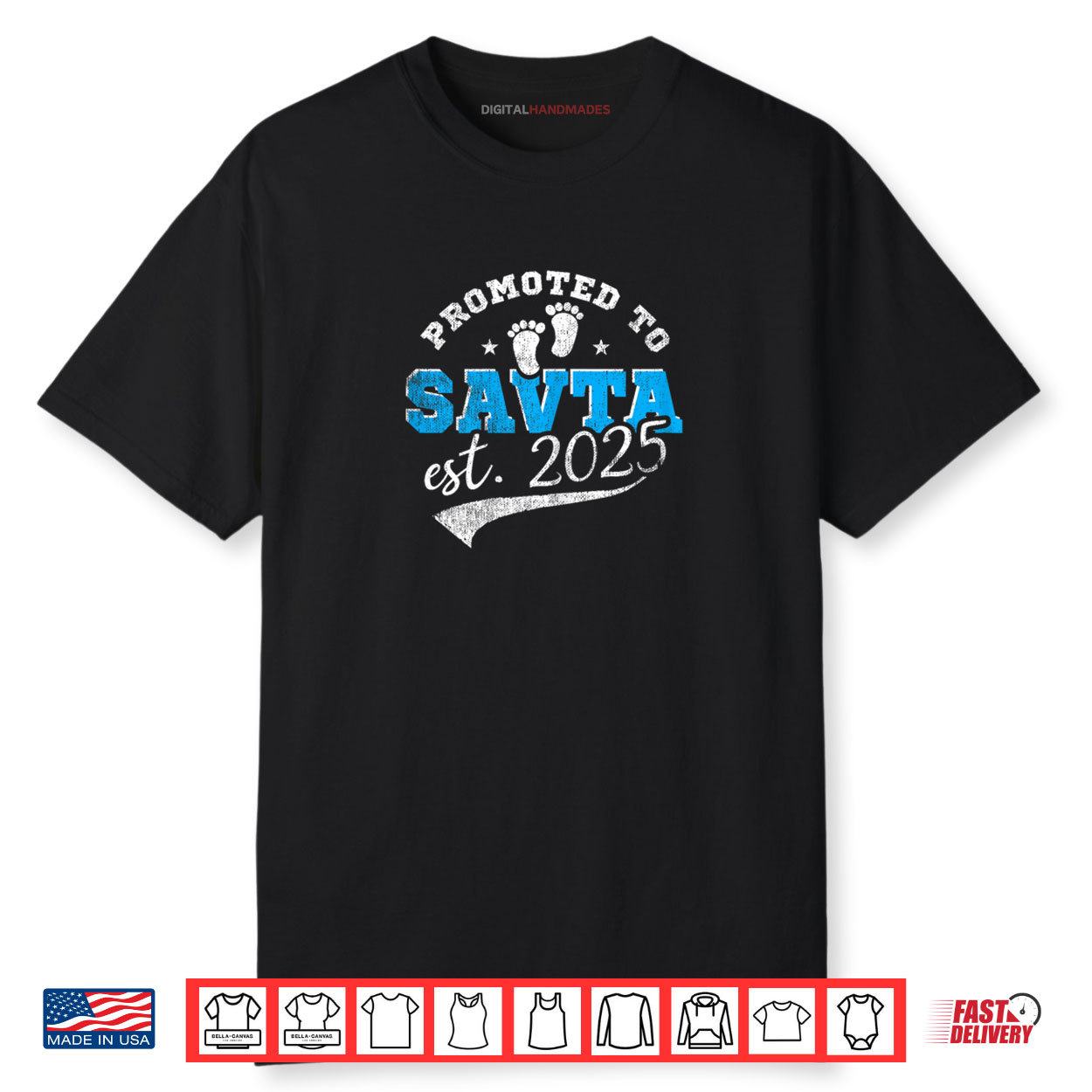 Promoted To Savta Est 2025 Proud New Grandma Shirt