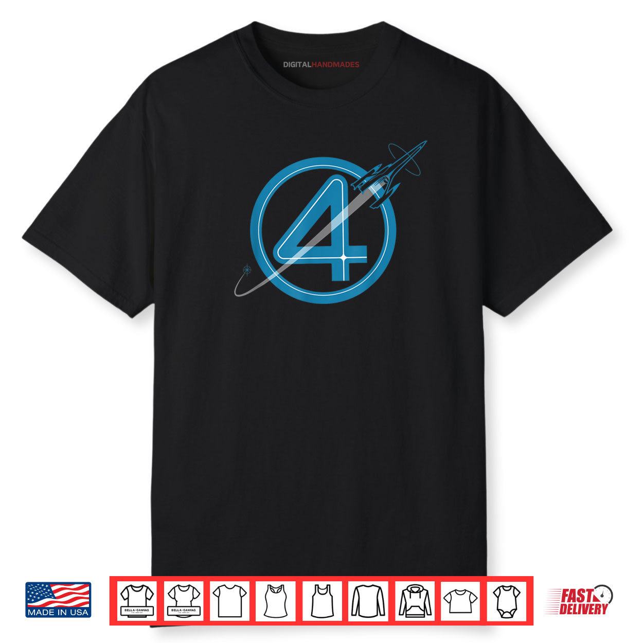 Marvel The Fantastic Four First Steps Spacecraft 4 Logo Shirt